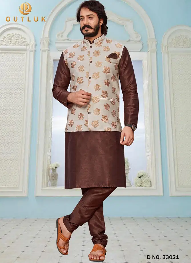 Outluk Vol 33 Festive Wear Wholesale Kurta Pajama With Jacket Mens Collection